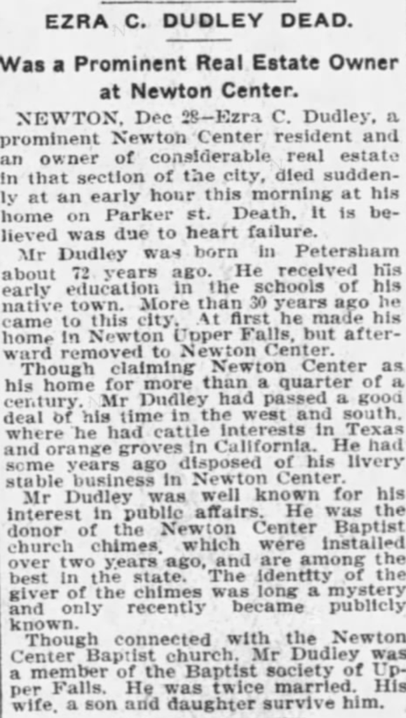 1901 Ezra C. Dudley Dies