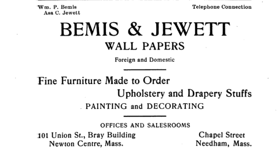 1912 – Jewett and Bemis Ad